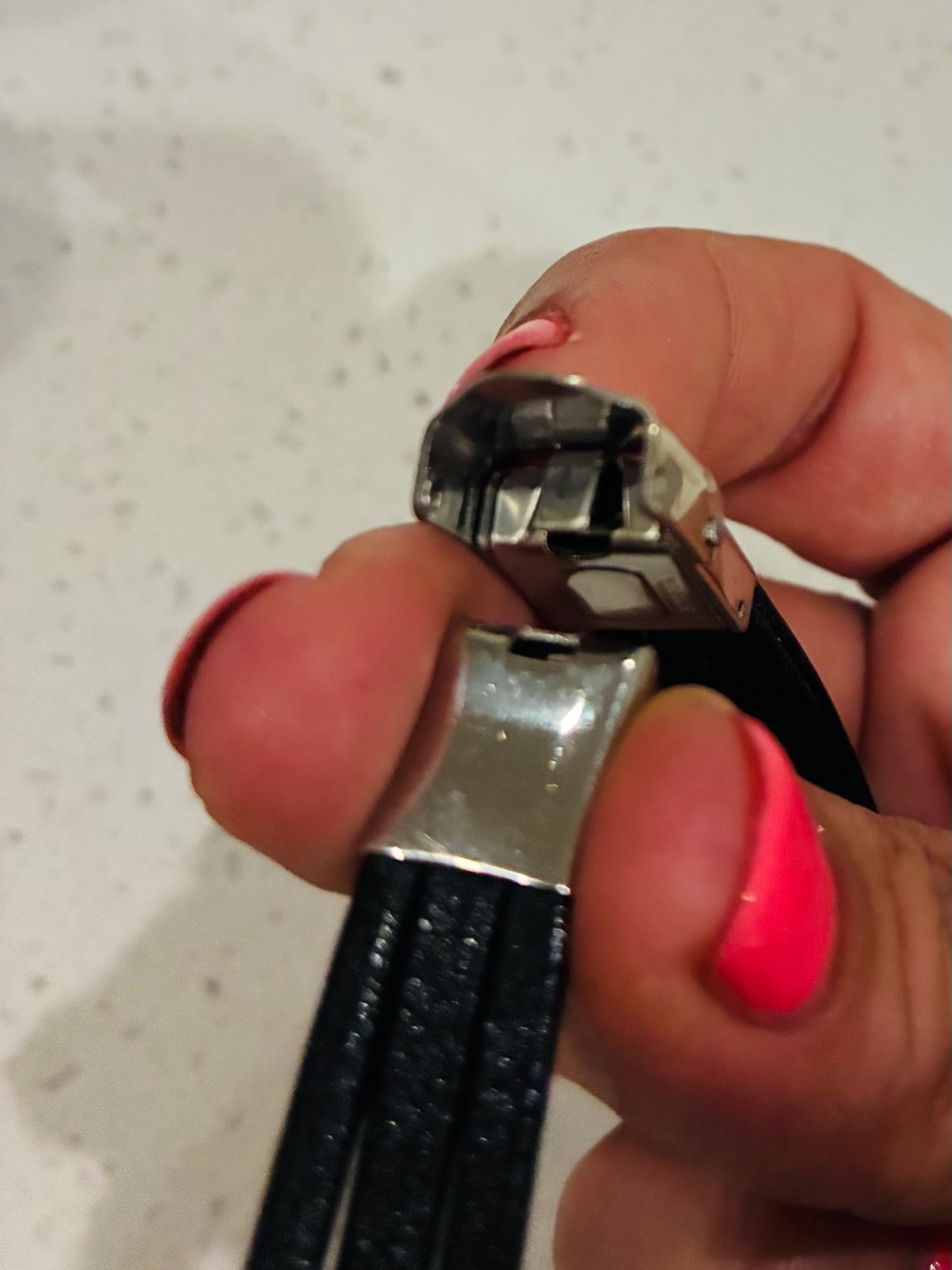 Black Leather Smart Bracelet with Silver Accent - Picture 5 of 5